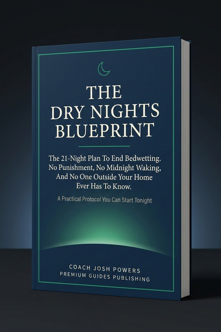 The Dry Nights Blueprint by Coach Josh Powers, a 21-night bedwetting guide for parents.